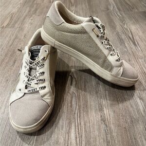 Vintage Havana Cream, Gold, and Gray Sneakers